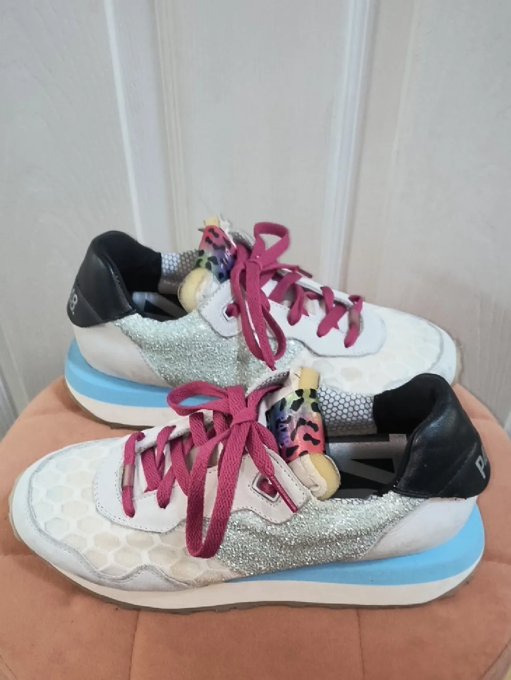 P448 Cancun Sneaker In Glitter/Pearl Size 38 - Picture 4 of 9
